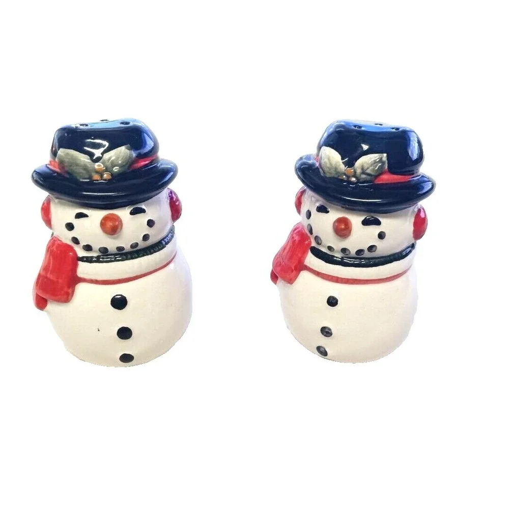 2pc Ceramic Snowman Salt‎ & Pepper Shakers